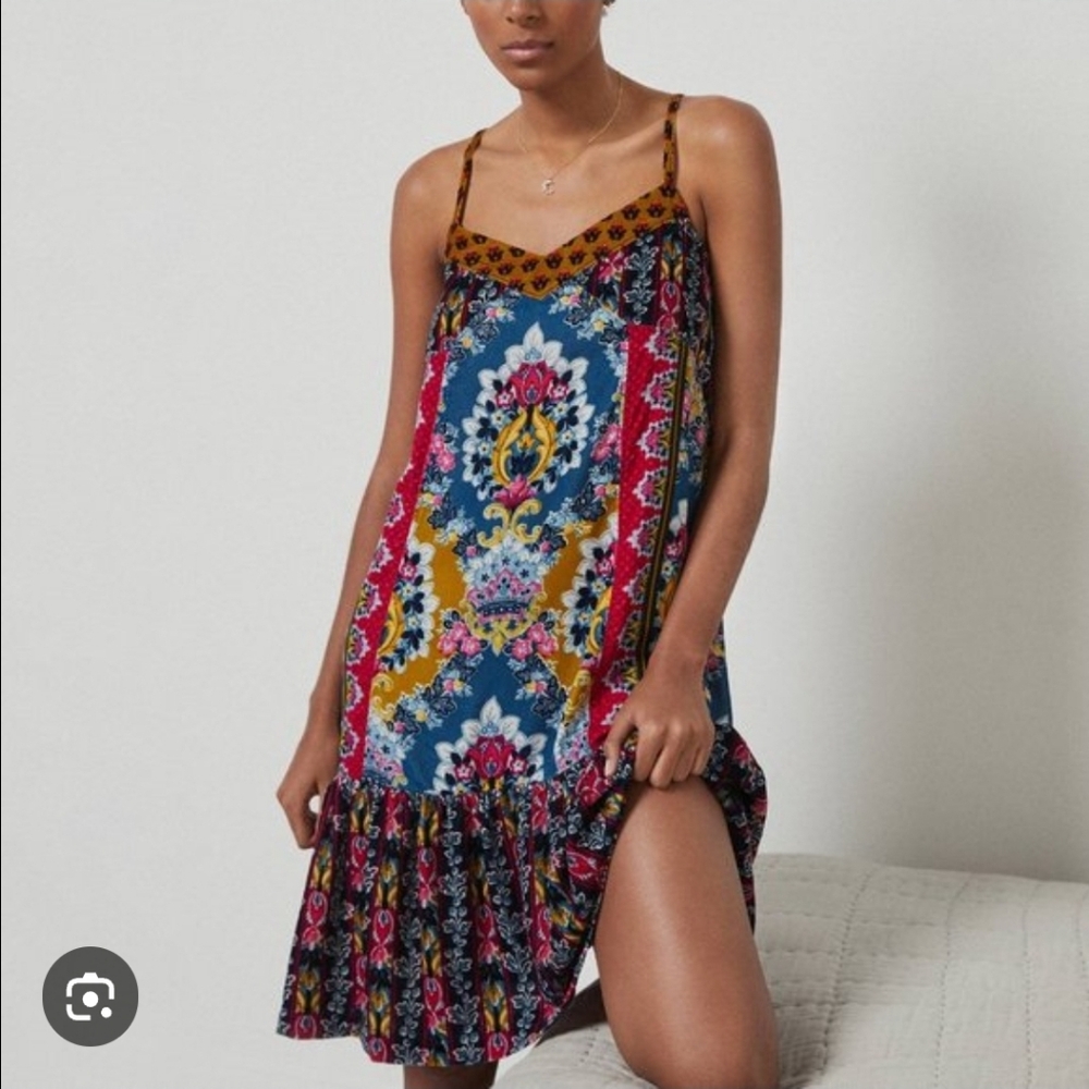 Anthropologie Colorful Sleeveless Dress with Floral Patterns. New without Tag